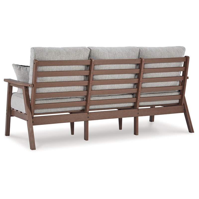 Emmeline Beige & Brown Transitional Outdoor Sofa with Cushions