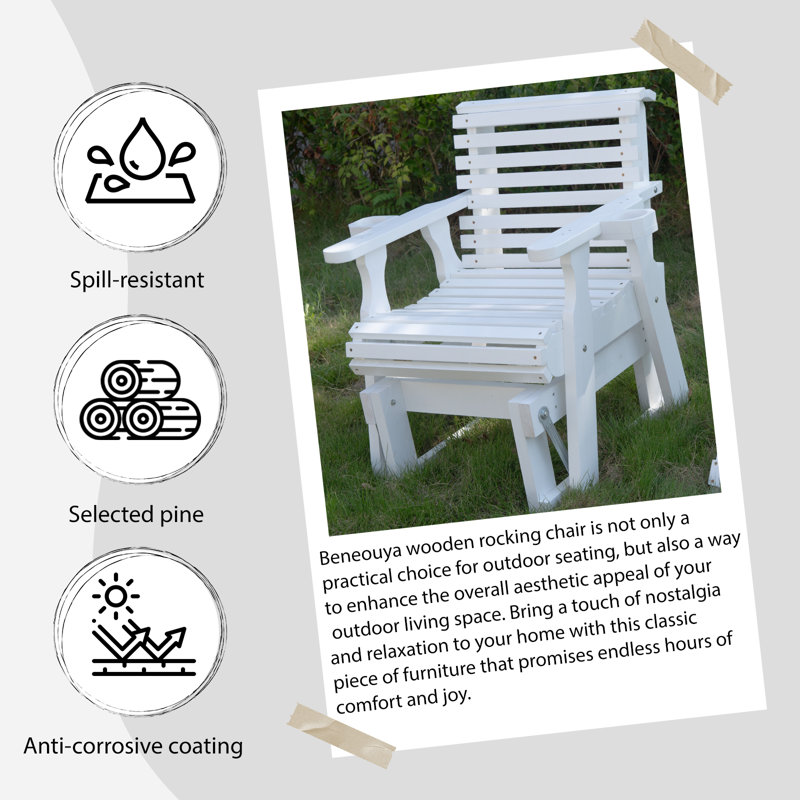 Fauteuil oscillant de patio avec dossier haut et siège profond, Consetta, Blanc