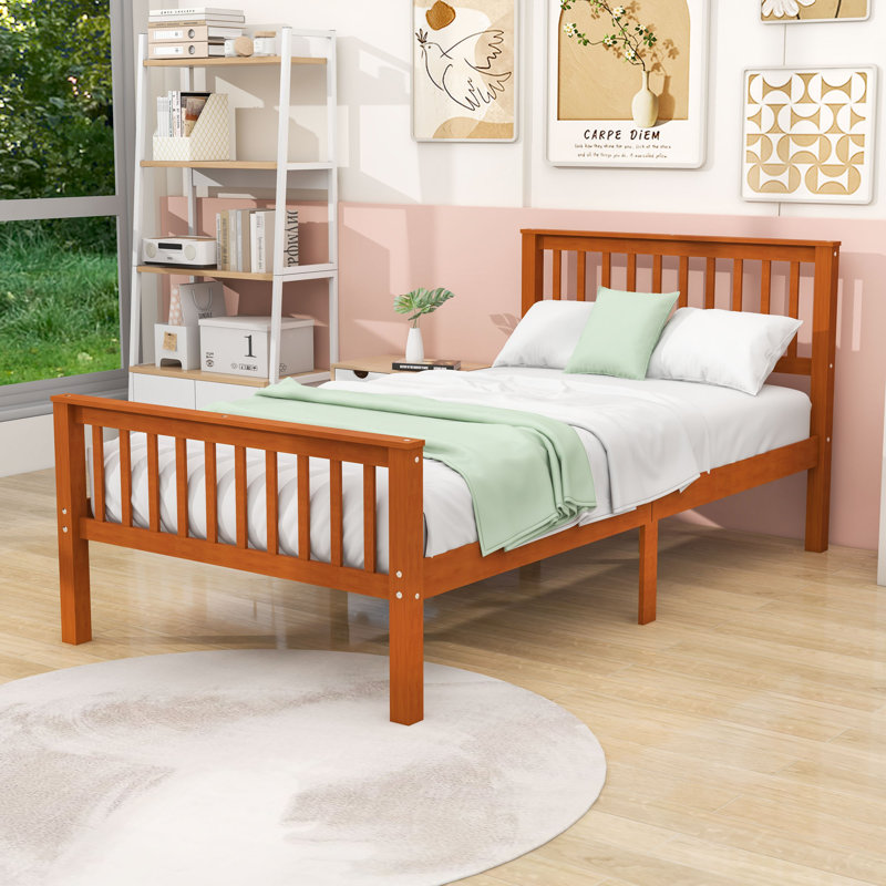 Lit plateforme simple en bois avec tête et pied de lit, Chêne