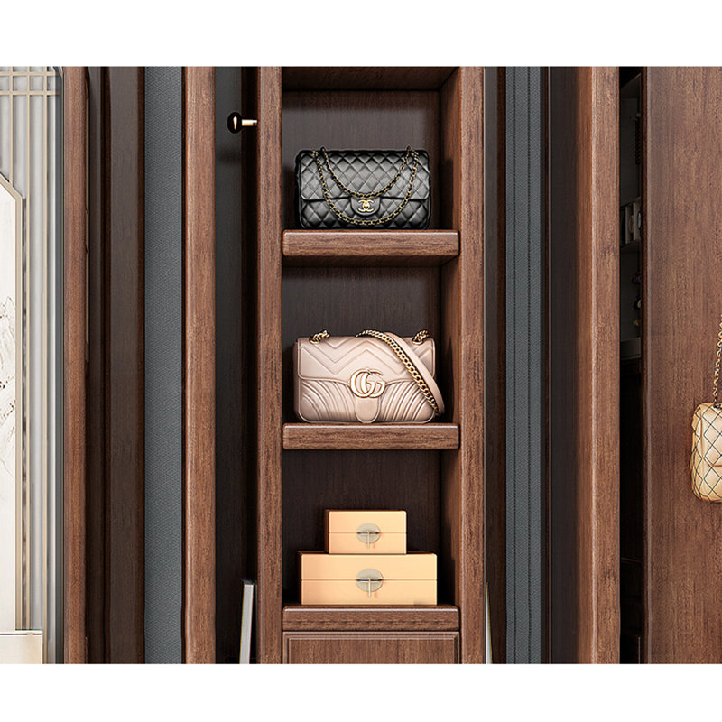 72.83" Walnut Rotating Dressing Mirror Storage Corner Cabinet