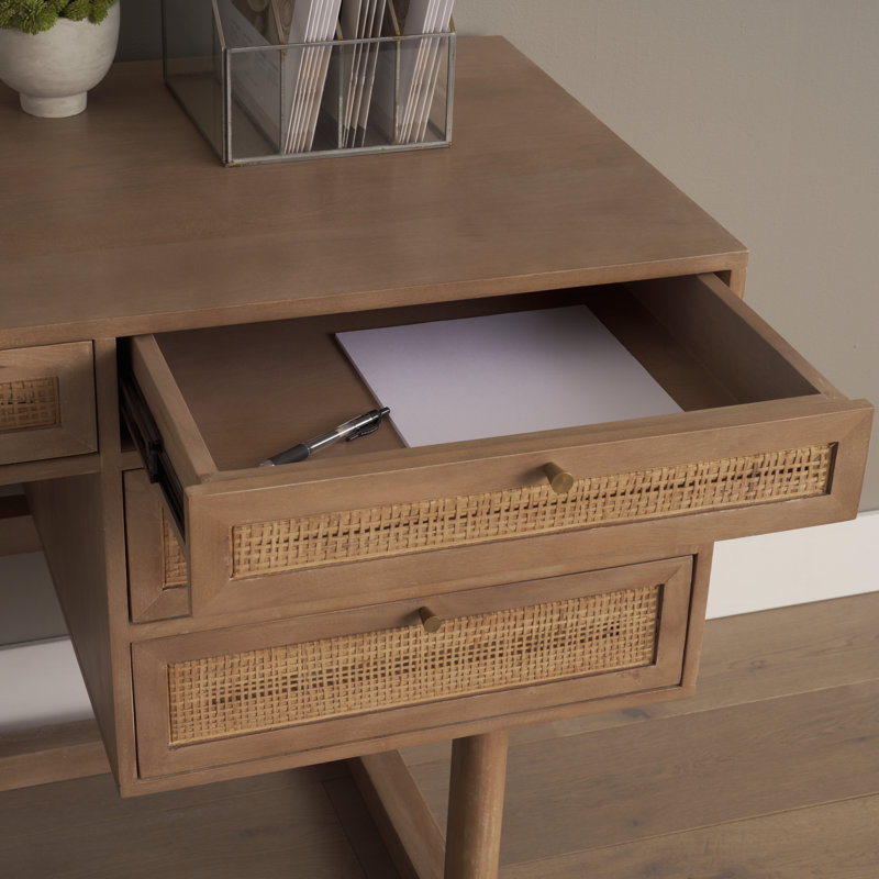 Solid Wood Writing Desk, Light Brown