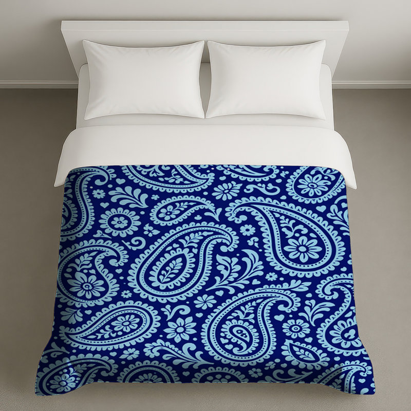 Housses de couette à motif cachemire bleu, Queen