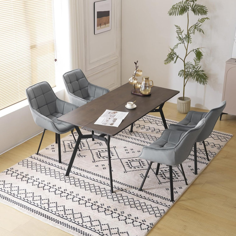 Beselare 48.5cm H Velvet Upholstered Armchair, Grey, 4