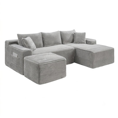 106.3" U-Shaped Modular Sectional Sofa with Deep Seat, No Assembly Required, Legless