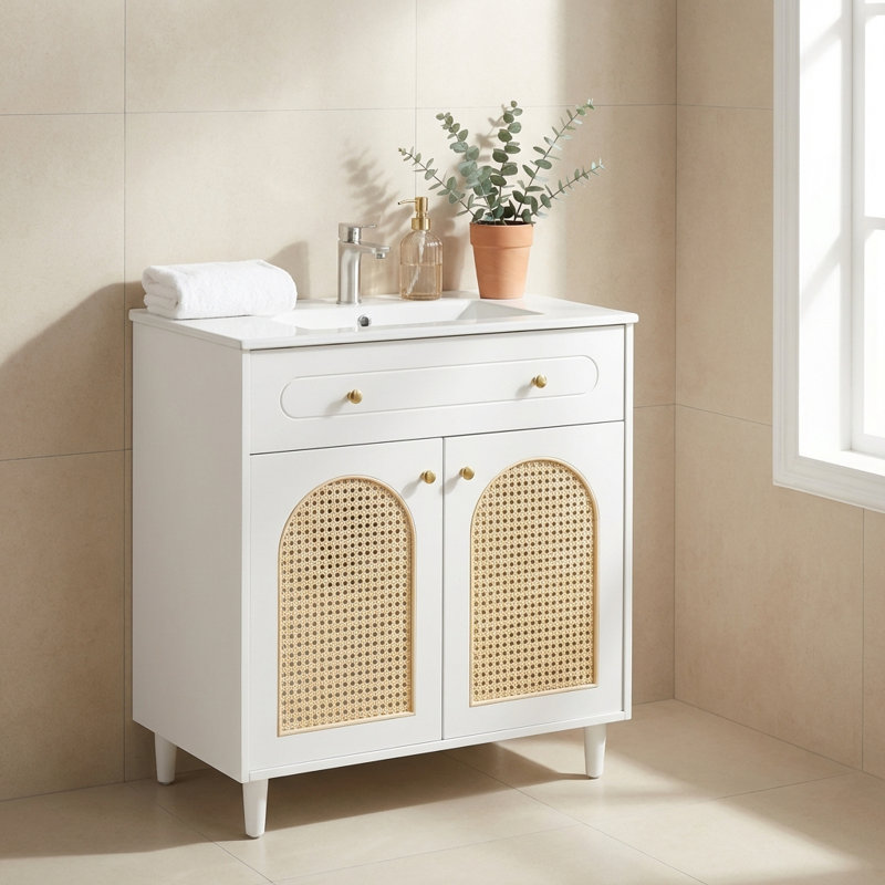 Meuble-lavabo 30 po avec lavabo en céramique, Blanc