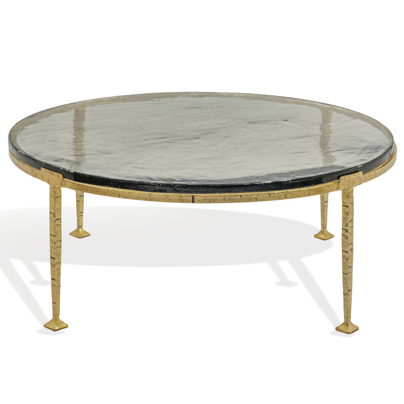 Table basse Castino Tavares, Verre fumé / laiton