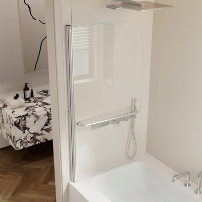 30 po L 58 po Portes de douche H à porte pivotante en forme de H pour baignoire, porte en verre trempé épais de 1/4 po (6 mm) GVSC, porte simple en verre pour baignoire de salle de bain, finition nickel brossé en alliage d'aluminium