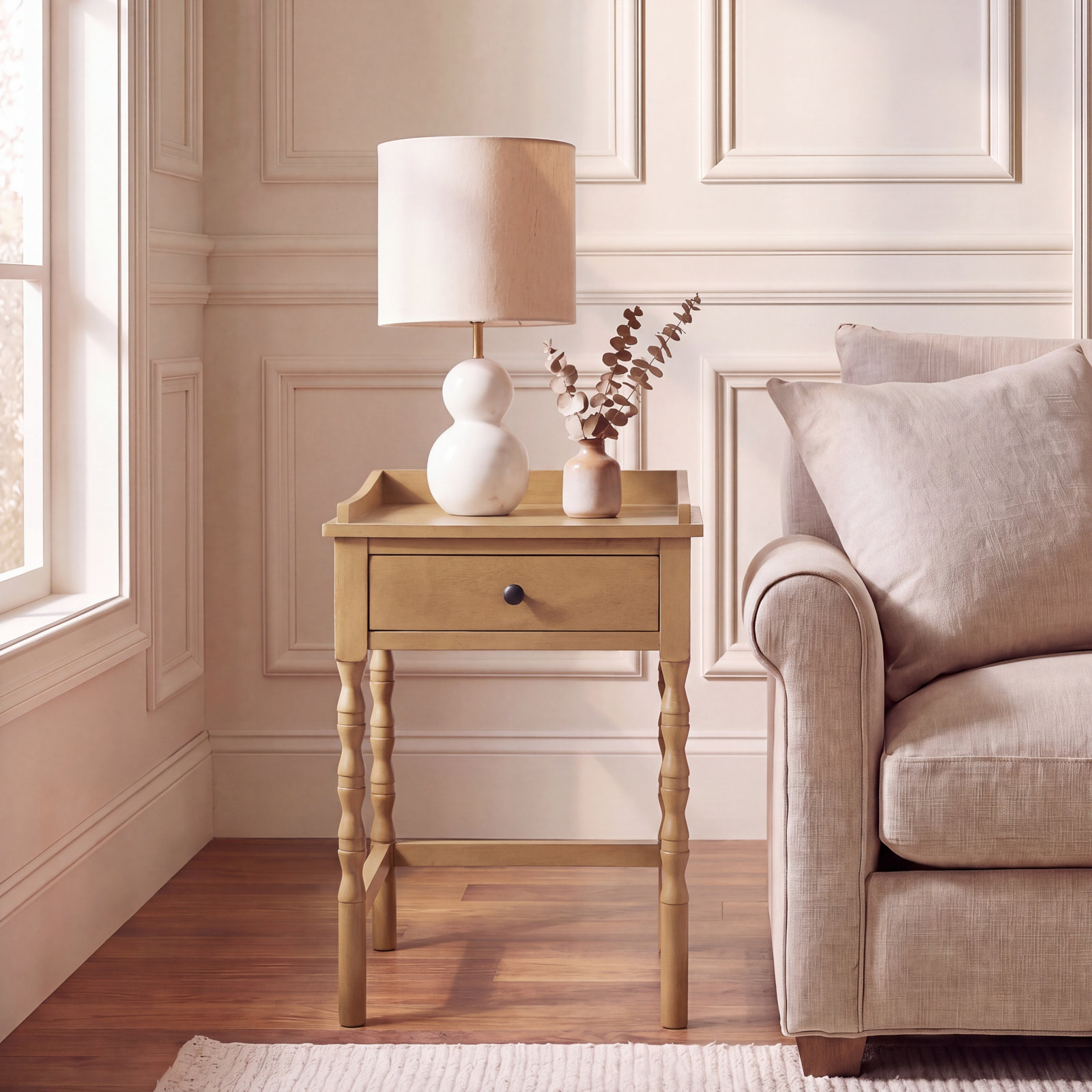 Queensland 19" Pine End Table, Khaki