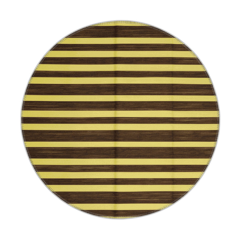 Tapis intérieur / extérieur brun HorizontalStripes, Rond 5 pi