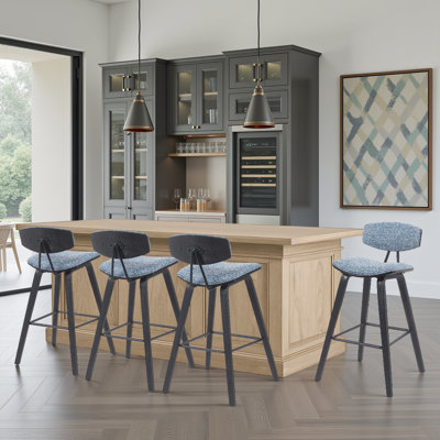 Tabouret de bar ou de comptoir moderne Bilgin Payton avec assise rembourrée et structure en bois