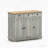 Distressed Light Gray Sideboard with 3 Drawers, Adjustable Shelves, and Rubberwood Top-2075120885
