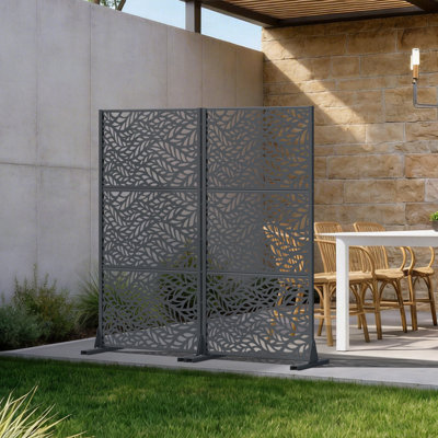 Cloison de séparation 72 po x 47 po autoportante en métal avec clôture en treillis pour patio, balcon, cour, piscine, pièce intérieure