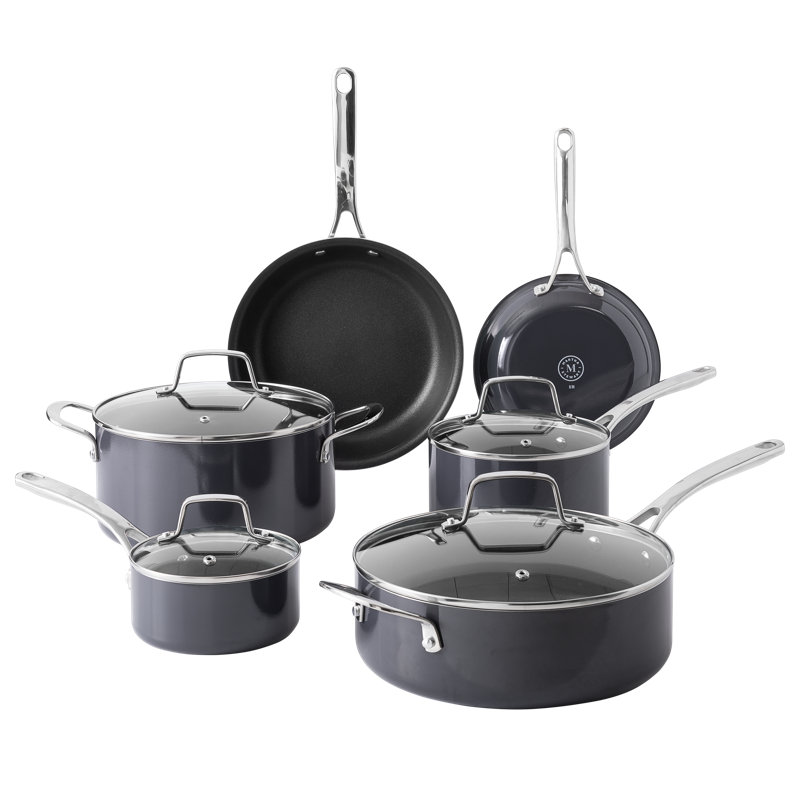 10-Piece Grey Nonstick Aluminum Enamel Cookware Set