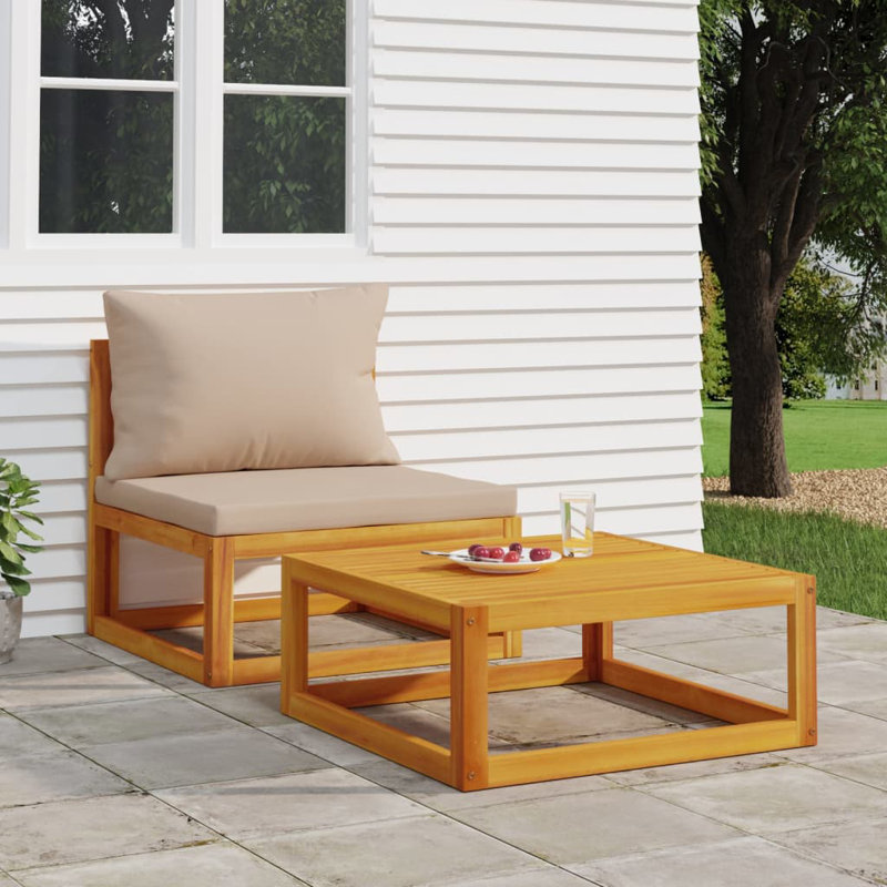 Chaise de patio avec coussins et repose-pieds, Taupe