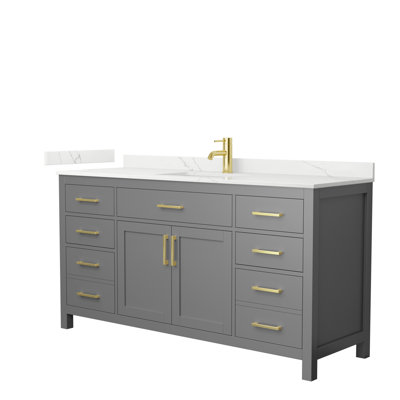 Beckett 66" Freestanding Single Bathroom Vanity with Quartz Top