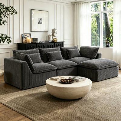 Canapé confortable en forme de L avec repose-pieds 102,3 po Boneless