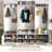 U-Can 79.1"Wide Modern Hall Tree with Shoe Storage, 4-in-1 Entryway Bench with 8 Cubbies, 7 Coat Hooks & Adjustable Shelf for Hallway, living room, White-487762471