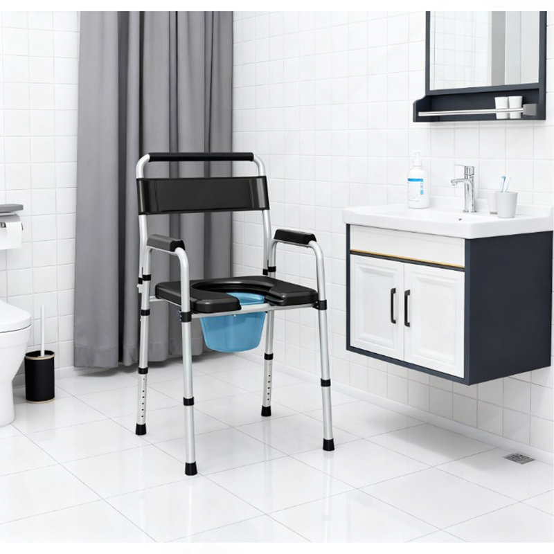 Adjustable Height Bedside Commode Chair For Seniors, Adults, Handicap - Raised Toilet Seat With Arm