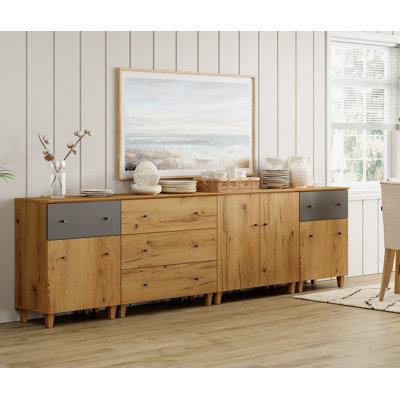 4-In-1 Sideboard Buffet Cabinet With Drawers And Doors For Kitchen Dining Room, 118"W by Latitude Run