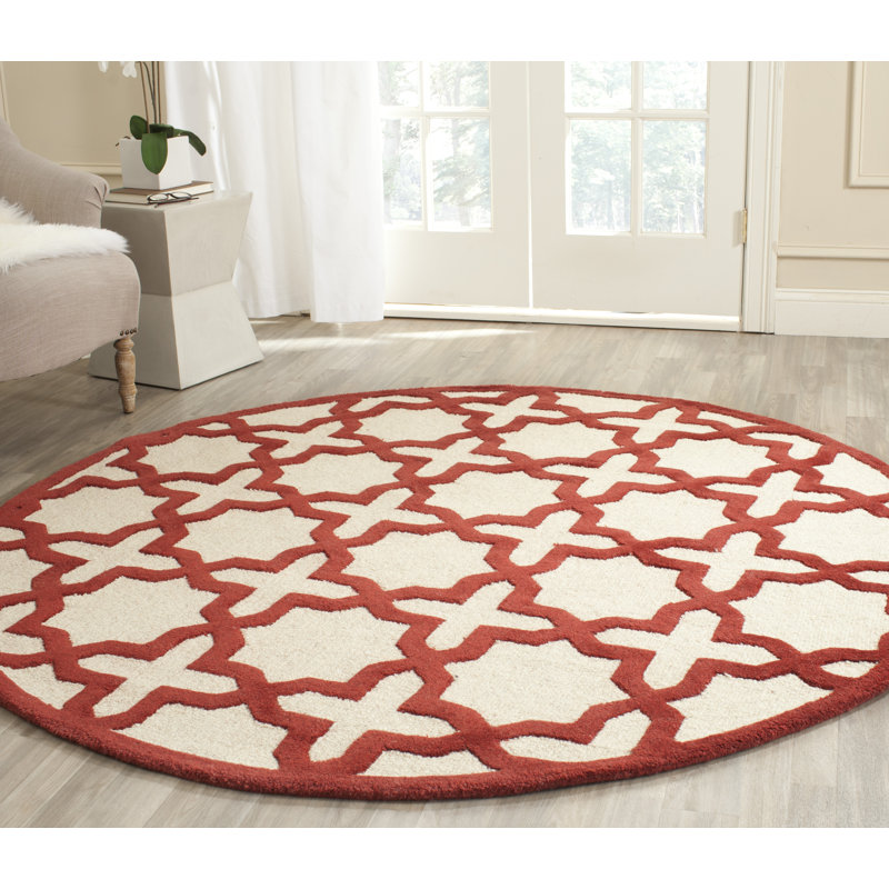 Cannen Hand Tufted Wool Geometric Rug, Round 6'