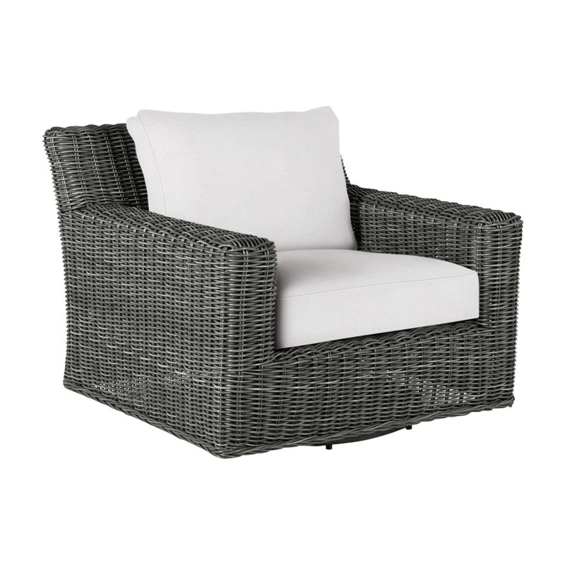 Fauteuil rustique tissé pivotant (sans haut-parleur) gris ardoise, Gris ardoise, Pas de soudure, Sunbrella® ‑ lin neige