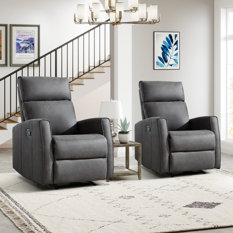 28.74'' Wide Modern Faux Leather Manual Recliner Chair For Small Room (Set Of 2)