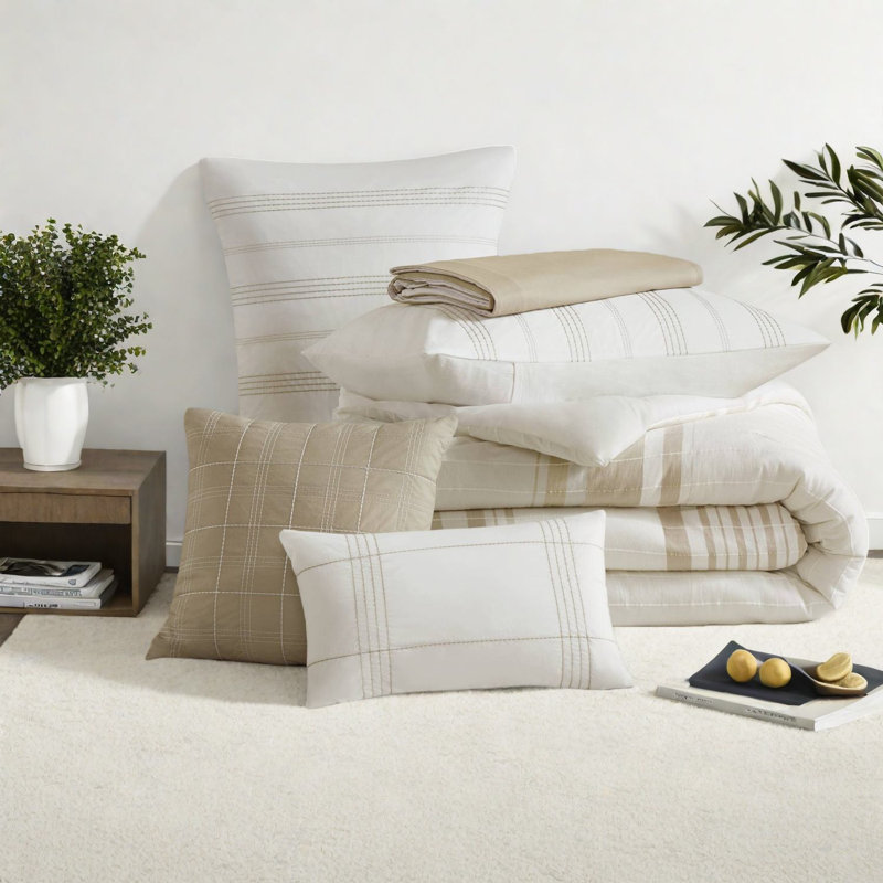 Ensemble de literie surdimensionnée en coton pour grand lit, style campagne moderne avec coussins décoratifs