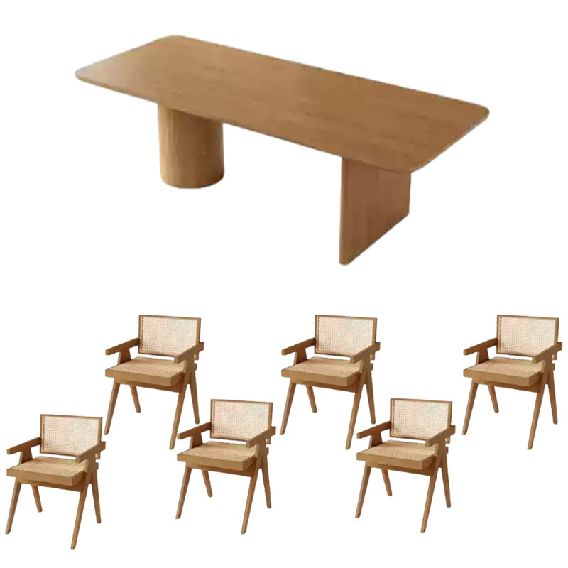 Ensemble de table de salle à manger entièrement en bois de frêne massif, H 29,53 po x L 59,06 po x l 27,56 po