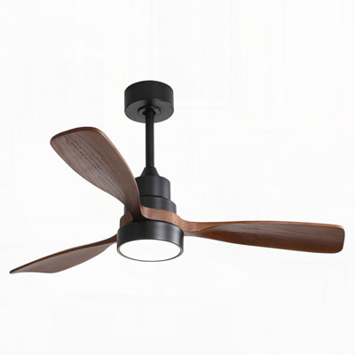 Ventilateur de plafond moderne 48 pouces avec lumières, 3 pales en bois, silencieux
