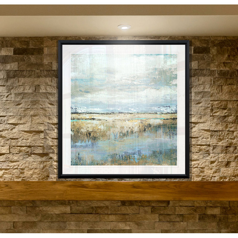 «Coastal Marsh», reproduction de peinture à l'huile, H 26,5 po x l 26,5 po, Impression encadrée, Plastique noir