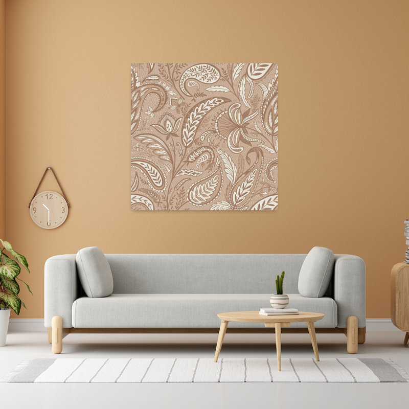 Art contemporain, art abstrait traditionnel, Beige, H 48 po x l 48 po