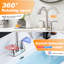 Robinet de lavabo de salle de bain central à 4 poignées 4 po avec bec pivotant à arc élevé et ensemble de drain, nickel brossé-110240596