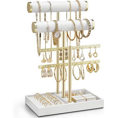 3 Tier Necklace Holder Organizer with Tray