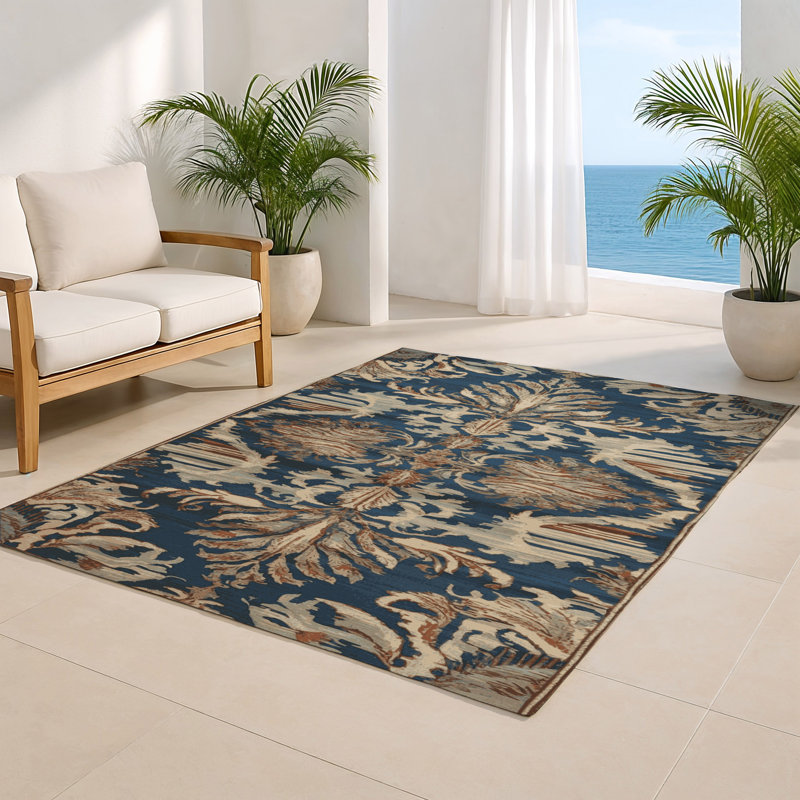 Persian Black Indoor and Outdoor Area Rug, Rectangle 4' x 6'