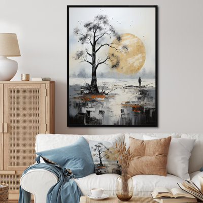 Maaida " Grey Yellow Minimalism Tree Solitude I "