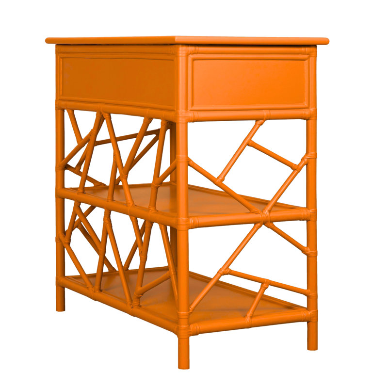 End Table with Storage, Citrus Orange