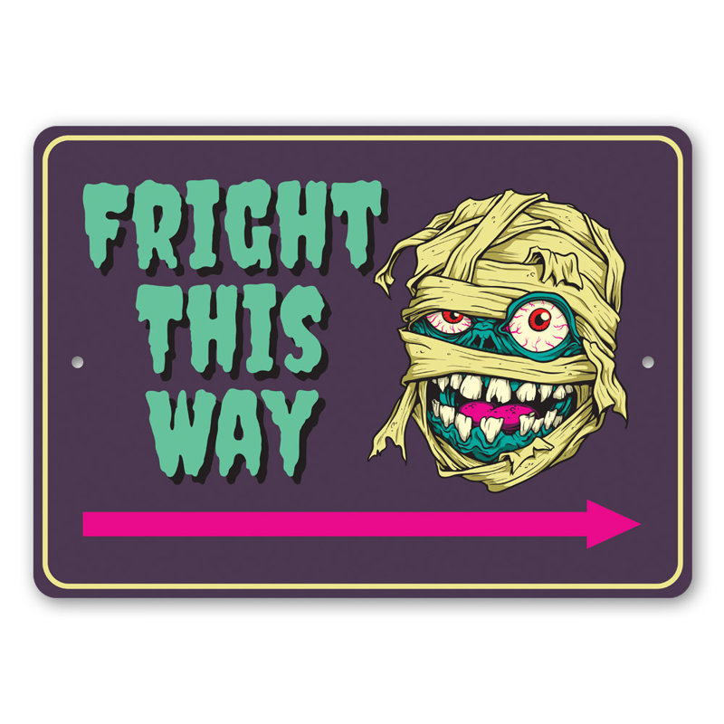 Panneau «Fright This Way» en aluminium, H 10 po x l 14 po x P 0,04 po