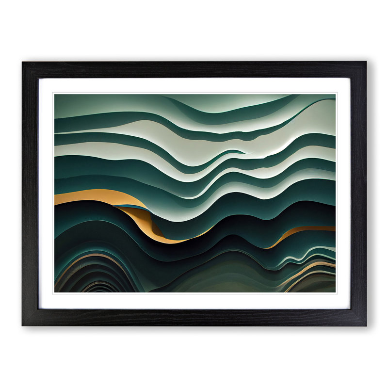 Flashy Modern Abstract - Single Picture Frame Print, Black, 46cm H x 64cm W x 2cm D