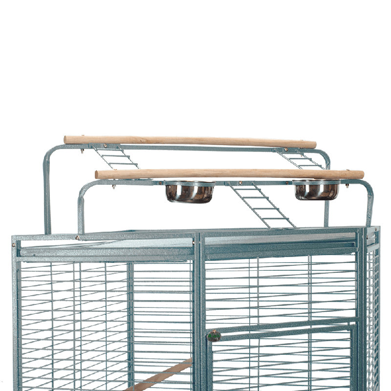 Meachum 72'' Iron Play Top Floor Bird Cage with Perch, Platinum