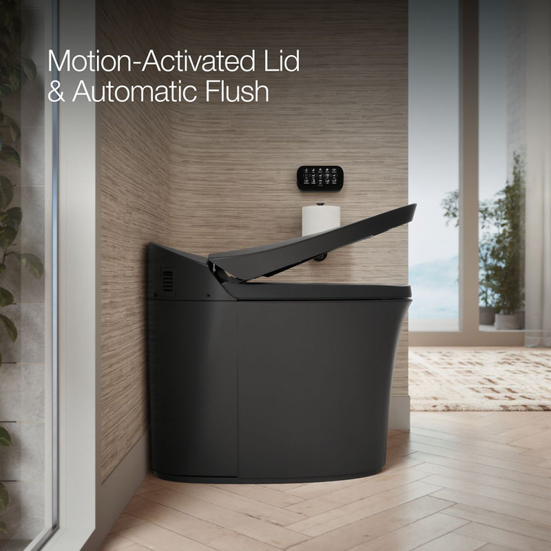 Veil™ Comfort Height Intelligent Skirted One-Piece Elongated Dual-Flush Toilet, Black