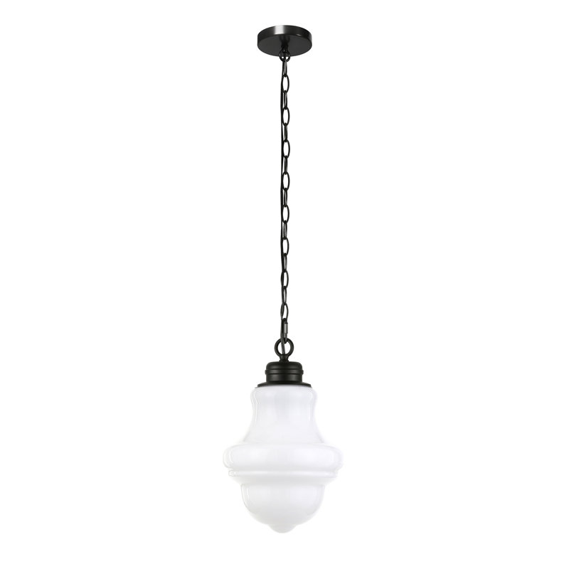 Luminaire suspendu simple à 1 lumière Annie, Bronze noirci, Blanc