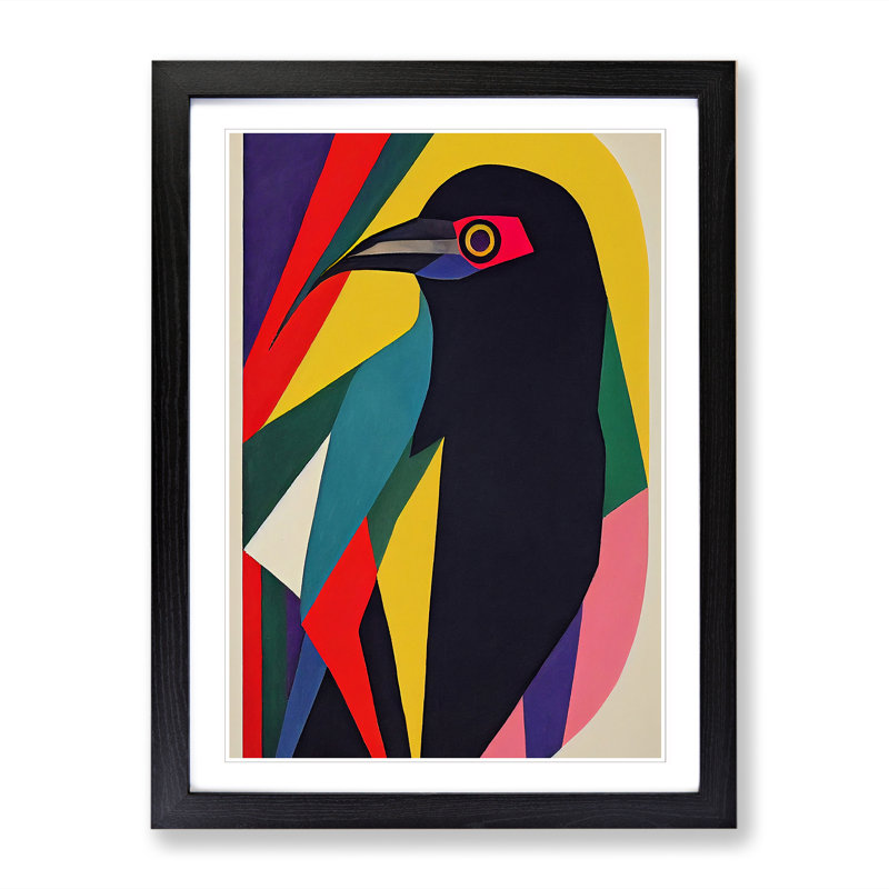 Raven Bird Abstract Vol.4 - Single Picture Frame Print, Black, 46cm H x 34cm W x 2cm D