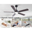 Ventilateurs de plafond noirs de 52 pouces avec lumières et télécommande, ventilateur de plafond moderne intérieur / extérieur pour le patio de la chambre à coucher, moteur à courant continu silencieux réversible à 6 vitesses, 3 tasses, deux pales à finition double