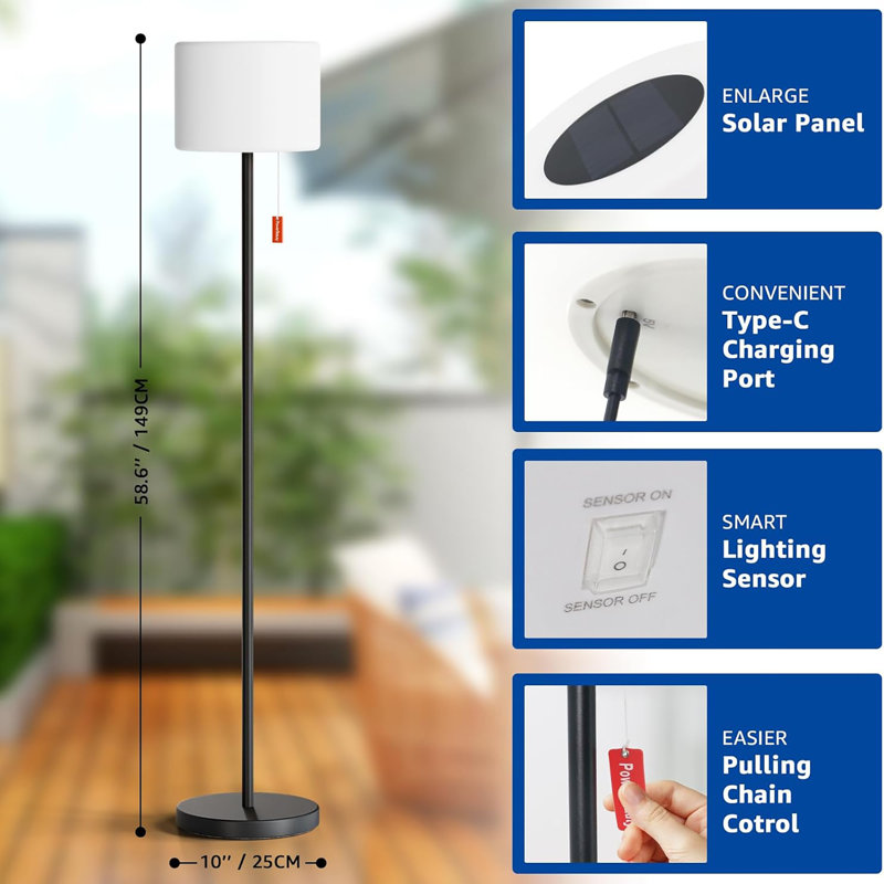 Lampe solaire sur pied rechargeable solaire