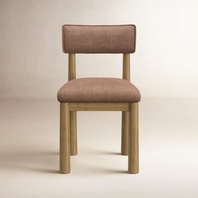 Mira Wood Dining Chair With Upholstered Backrest And Seat, Set Of 2