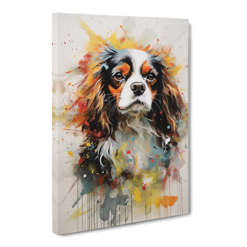 Cavalier King Charles Spaniel Action Painting No.2 - Print, 60cm H x 40cm W x 3cm D