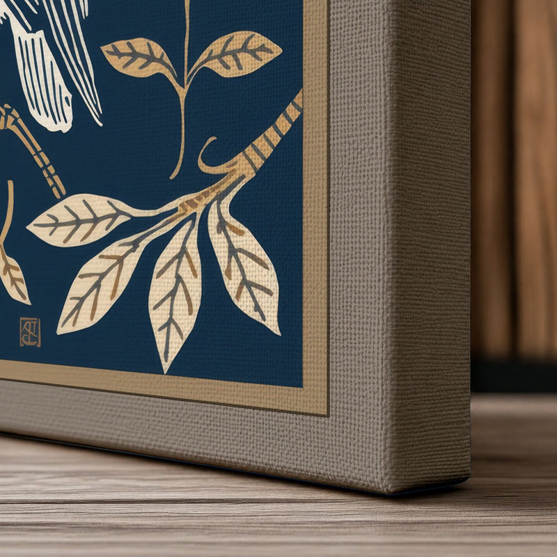 Heart-Faced Owl Japandi - Wrapped Canvas, 30x20 - 76.2 x 50.8 cm, Taupe Border