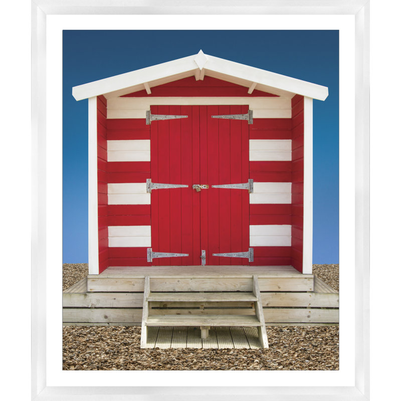 Beach Hut Red - Print on Wood