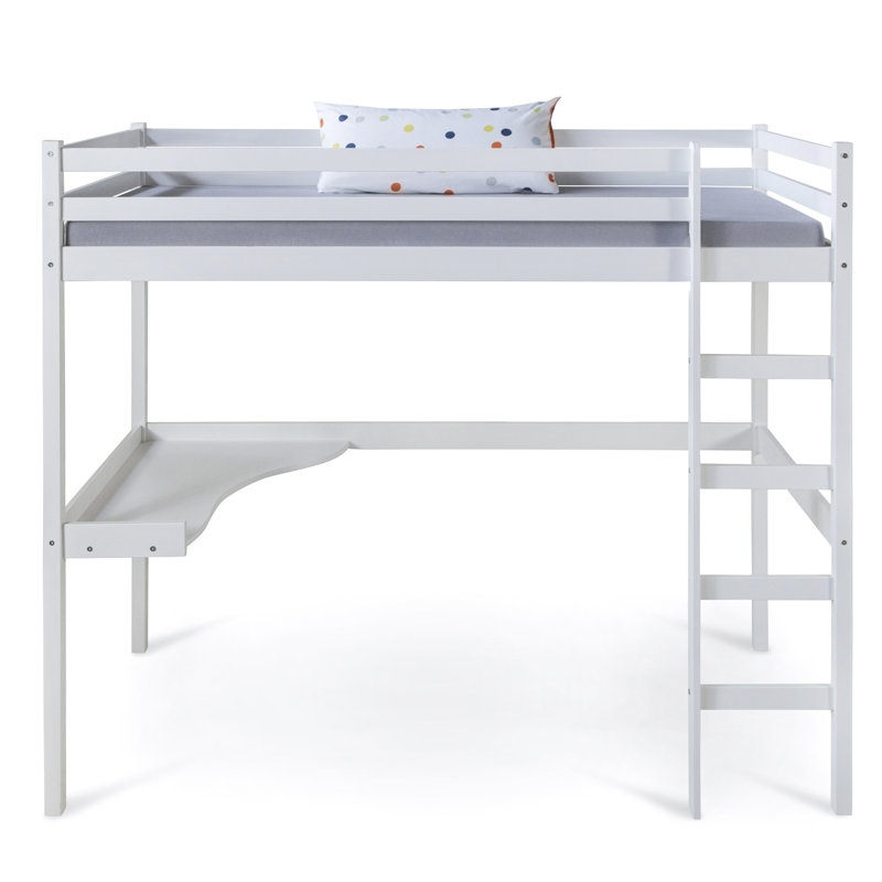 Lafon European Single (90 X 200Cm) Solid Wood Loft Bed with Built-in-Desk by Mack + Milo, White
