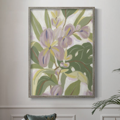 Orchidée tropicale brossée II, reproduction encadrée - bois massif